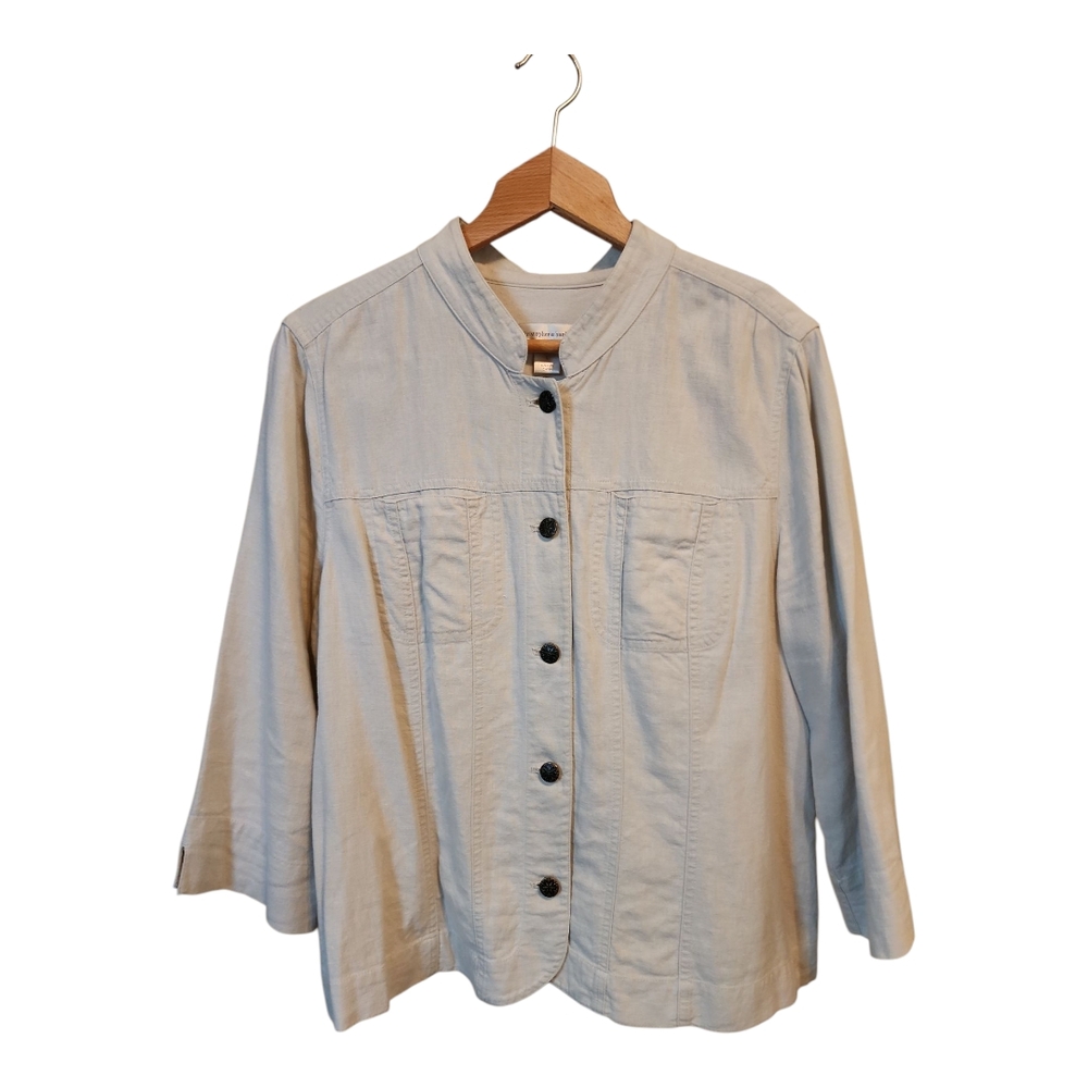 Christopher & Banks Light Beige Utility Jacket with Mandarin Collar